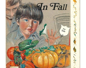 vintage autumn season childrens poetry book In Fall, harvest poems
