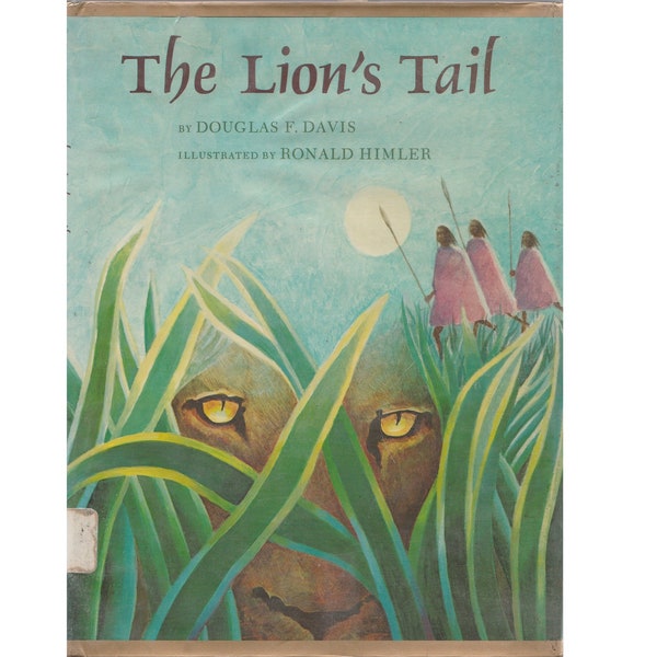 vintage Masai tribe folk tale childrens picture book The Lions Tale, Serengeti grasslands, cattle herding, lion pride, African folktale book