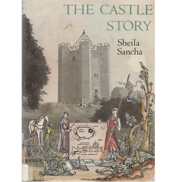 vintage medieval architecture book The Castle Story by Sheila Sancha, British castles, Norman Great Britain, homeschool Middle Ages history