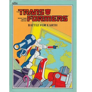 vintage Marvel Books childrens picture book Transformers Battle for Earth by Max Baum, Autobot, Decepticon, 1980s Gen X childhood nostalgia