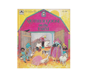 vintage childrens Golden Tell A Tale nursery rhymes poetry picture book Mother Goose on the Farm