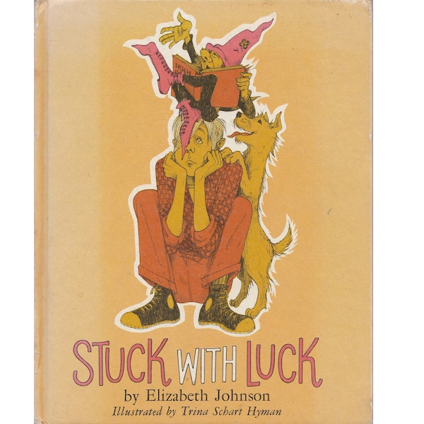 vintage St Patricks Day childrens fantasy book Stuck With Luck, Elizabeth Johnson, Irish leprechaun, Irish terrier dog, Ireland, magic spell