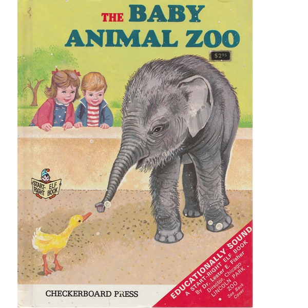 vintage Rand McNally Start Rite Elf Book preschool childrens picture book The Baby Animal Zoo, zoo theme nursery, adorable baby zoo animals