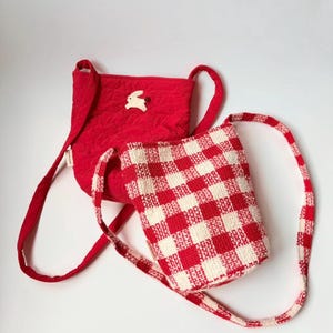 Handcrafted Bucket Bag | Textured Wool Plaid Tote | Eco-Friendly Shoulder Purse | Vintage Rustic Fall Gift for Her | Small Casual Crossbody