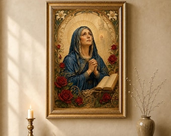 Saint Monica Print, Art Nouveau Catholic Art, Patron Saint Mothers (Digital Download)