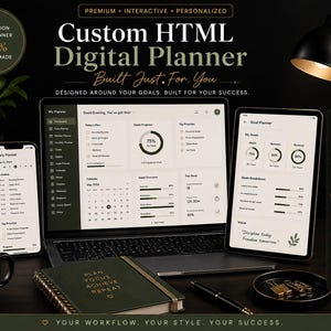 Anpassad digital planerare i HTML | Interaktiv produktivitetsinstrumentpanel (personlig)