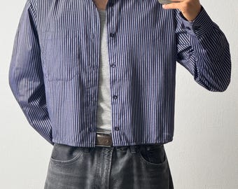 Cropped italian style shirt 90s retro dark violet vintage button up crop top
