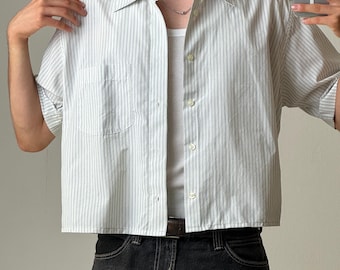 Vintage Short Sleeve Shirt – Upcycled Reworked Summer Top, Unisex Slow Fashion 1/1, Size L