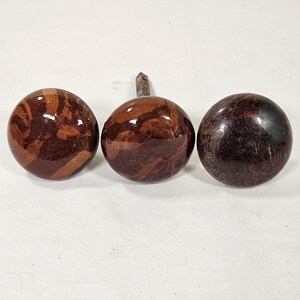3 Antique Bennington Style Ceramic Brown Marbling Door Knobs