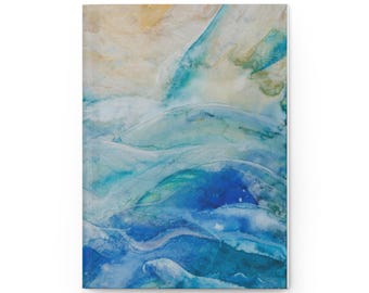 Caderno de Arte Japonesa, Capa Dura Azul com Estampa Abstrata, Presente para Escrita Inspirado na Literatura Japonesa (Nihonga), Design de Arte Sustentável