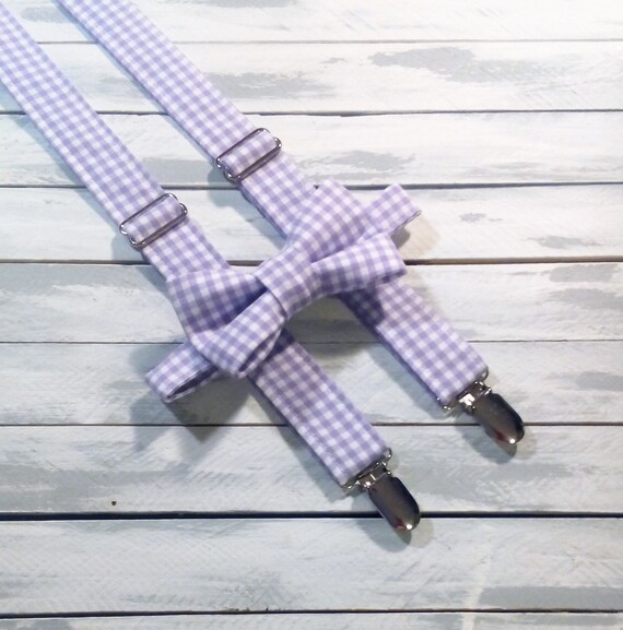 Items similar to boys lavender suspenders and bow tie set boys gingham