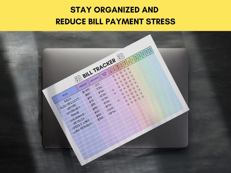 Printable Yearly Bill Tracker, Annual Organizer PDF, Household Monthly ...