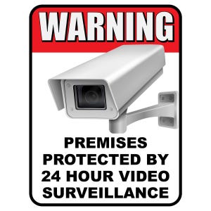 Utskrivbar säkerhetskameraskylt, 24-timmars videoövervakningsmeddelande, skyddade lokaler, CCTV-varningsskylt, digital nedladdning PDF