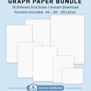 Grid paper pack, printable grid paper, grid paper, digital template for Goodnotes, Notability, iPad, Android, small grid, large grid