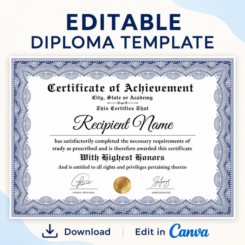 Editable Certificate - Etsy UK