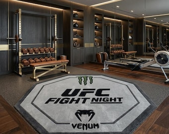 Alfombra octogonal de UFC MMA tejida a mano / Alfombra de mezcla de lana para gimnasio o cueva de hombre
