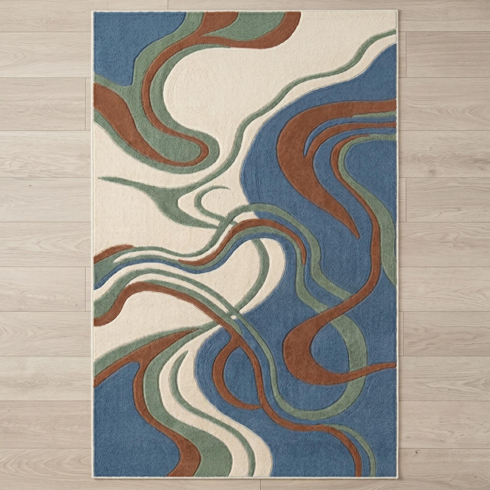 Abstract Wool Area Rug | Hand Tufted Modern Swirl Rug | Custom Living ...