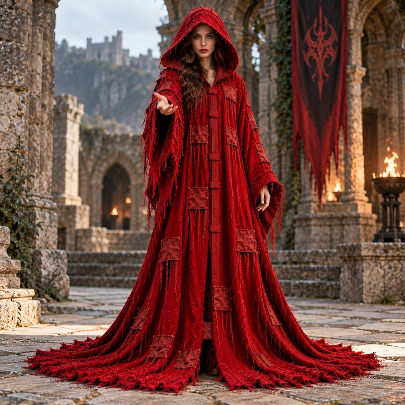 Gothic Hooded Robe for Men and Women | Distressed Wizard Cloak, Dark ...