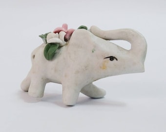 Vintage Flowered Elephant Figurine