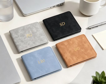 Personalized Slim Wallet, PU Leather Card Holder, Minimalist ID Organizer, Gift for Her, Wedding Gift, Custom Coin Purse, Bridesmaid Gift