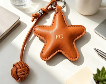 Custom pentagram bag charm, Exquisite hand-woven ball star keychain, Aesthetic purse accessory, Gift for her, Wedding gift