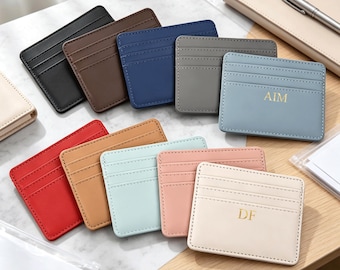 Personalized Multi Card Holder, Custom PU Leather Wallet, Slim ID Card Case, Multiple Colors, Business Card Wallet,Gift For Her,Wedding Gift