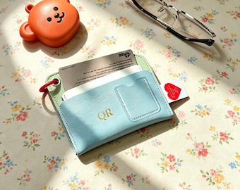 Custom Letter Colorful Leather Card Holder,Personalized Portable Card Sleeve,Minimalist Custom Name Card Wallet,Gift For Her