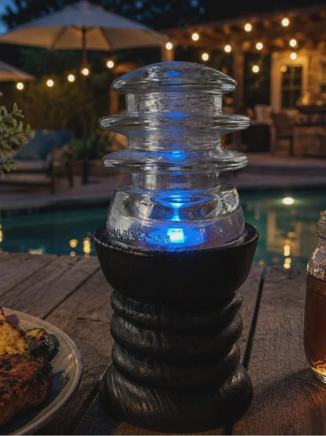 Hemingray 56 Hemingray 56 Redneck Fairy Lamp | Hand-turned Charred Pine Base Vintage ...