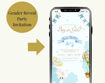 Editable Gender Reveal Invitation Template, Boy or Girl Party Invite, Canva Instant Download