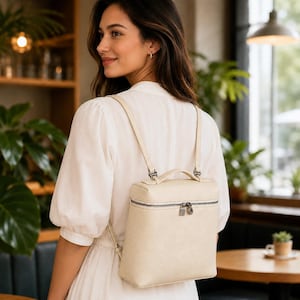 Genuine Leather Crossbody Bag, Minimalist Structured Shoulder Purse, Everyday Zipper Handbag