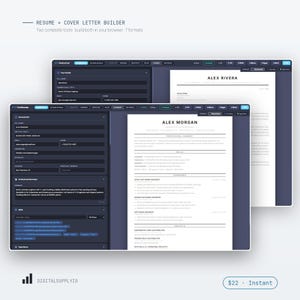 Resume Cover Letter Builder Bundle | Interactive HTML Tools (Instant Download)