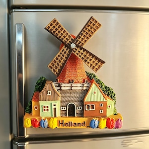 Holländsk väderkvarn kylskåpsmagnet, 3D nederländsk resesouvenir, europeisk kreativ magnetisk dekor, hemkonstsamling, unik holländsk present
