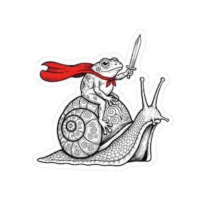 Frog Knight Sticker Gift For Brave Animal Decal Playful Snail Rider Accessory Quirky Garden Lover Present Unique Hero Item For Her Design