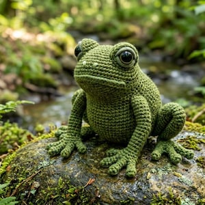 Virkat grodmönster PDF | Engelska och tyska | Virkmönster för amigurumigrodor | Handledning för söt grodplysch | Enkel virkleksak | Digital nedladdning