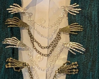 Pullover-Clips: Skeletthände- Vier Stile, in Bronze, Silber und Gold