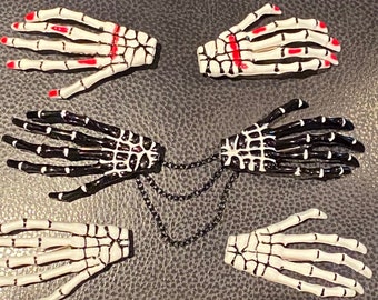 Sweater Clips: Skeleton Hands, Skeletons, Hand, White, Black, Bloody