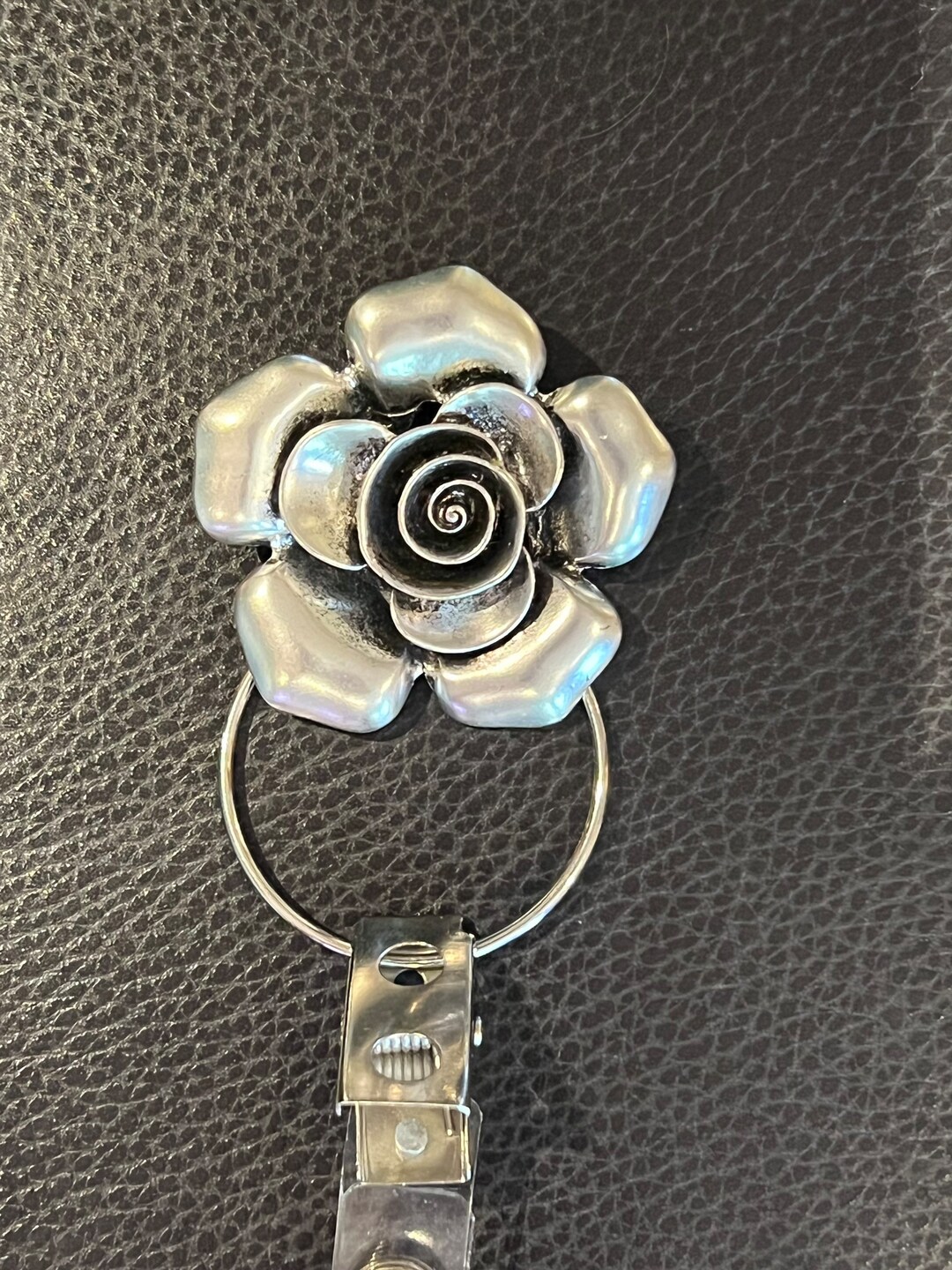 Eyeglass Holder, Sunglasses Holder, Badge Holder Large Pewter Flower Etsy
