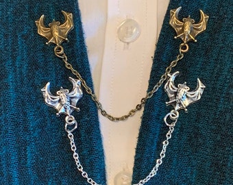 Sweater Pins: Flying Bats in Bronze, Silver or Gold