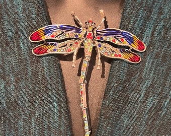 Sweater Clip, Dress Clip, Collar Clip: Dragonfly with Rhinestone Wings, Dragonflies, Dragon Fly, Dragon Flies - Blue or Green