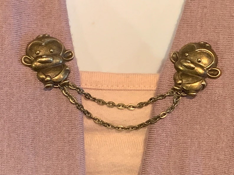 Monkeys in Bronze Collar Pins