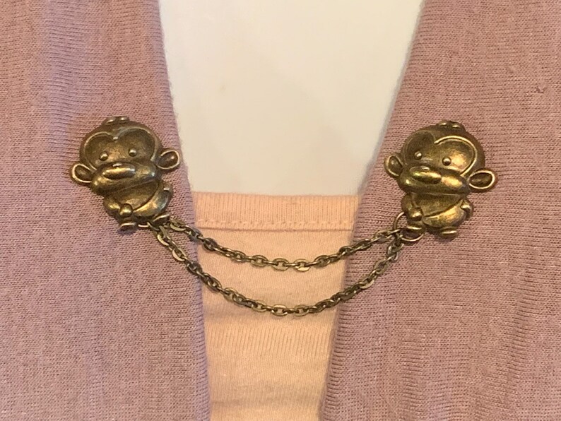 Monkeys in Bronze Collar Pins