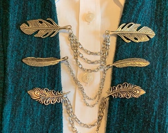 Sweater Clips: Silver Feather, Feather, Bird Feather - Three Options