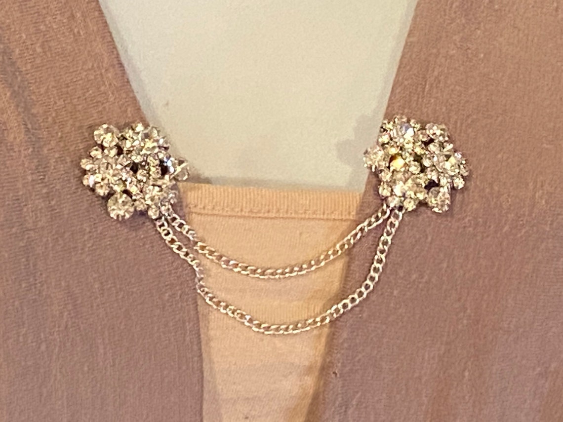 Sweater Clips Rhinestone Medallions Colored Rhinestone Etsy