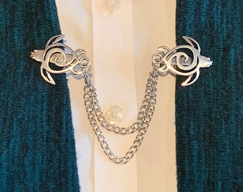 Sweater Clips: Swirled Silver Sea Turtles