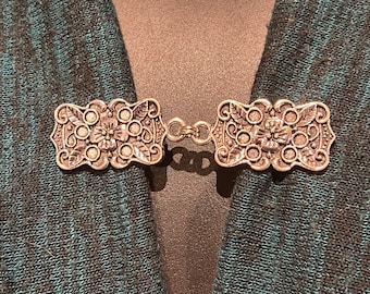 Cloak Clips, Sweater Clips: Rectangle Embossed Flower Locking Clip
