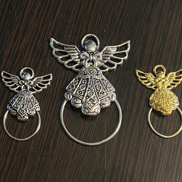 Eyeglass holder, Sunglasses holder, Badge holder - Filigree Angels in Silver, Gold or Bronze