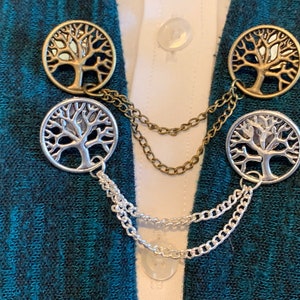 Sweater Pins: Tree of Life, Tree, Trees, Silver, Bronze, Gold, or Rose Gold