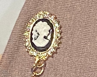 Sweater Pins: Double Cameo Set in Gold