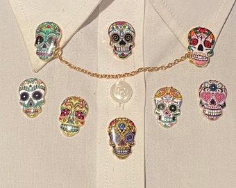 Sweater Pins: Sugar Skulls in Enamel, Day of the Dead - Several Styles