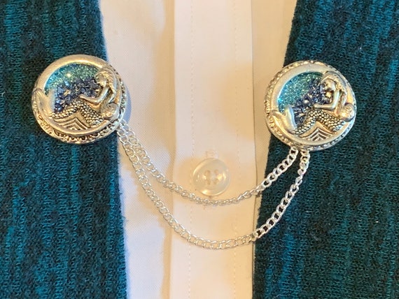 Sweater Clips: Mermaids in Silver Loop With Blue Background - Etsy